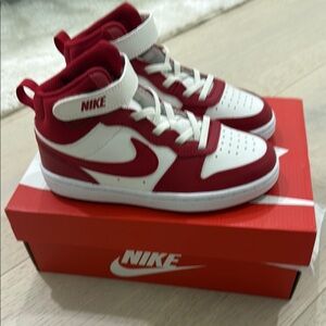 Nike Red and White High-Top Sneakers